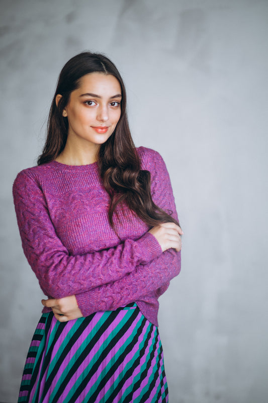 Women’s Purple Sweater Skirt – Stylish Winter Knitwear